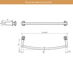 Porte Serviette Mural Cintré - Chromé -Sèche-Serviettes dimension barre porte serviette cintre