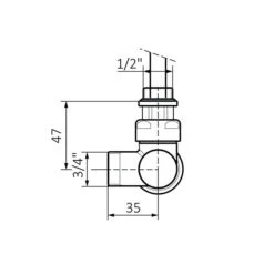 Kit Raccord Satiné V2MD - O8 Vanne + Tête : Départ/Retour Du Mur 7 Kit Raccord Satiné V2MD - O8 Vanne + Tête : Départ/Retour Du Mur -Sèche-Serviettes dimensions kit vanne thermostatique v2 mur profil 1