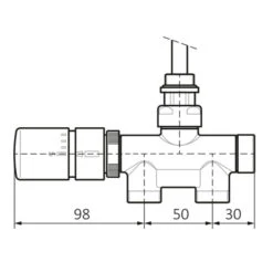 Kit Raccord Satiné V2 - Vanne Droite Avec Tube D'immersion + Tête : Départ/Retour Du Sol -Sèche-Serviettes dimensions kit vanne thermostatique v2 sol profil 1
