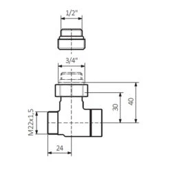 Vanne D'arrêt SCV - Vanne Angulaire -Sèche-Serviettes dimensions vanne arret double mur 1
