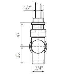 Vanne Droite + Tube D'immersion: Départ/Retour Du Sol 7 Vanne Droite + Tube D'immersion: Départ/Retour Du Sol -Sèche-Serviettes dimensions vanne thermostatique v2 sol dos 1