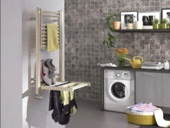 Sèche-serviette électrique Noir 2 à 4 Tablettes étendage - Raccordement à Droite -Sèche-Serviettes etendage chauffant buanderie beige stendy