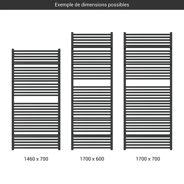 Sèche-serviette électrique Noir - Raccordement à Droite - Lima/E8N 4 Sèche-serviette électrique Noir - Raccordement à Droite - Lima/E8N – Image 2