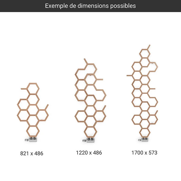 Sèche-serviette Design - Chauffage Central - Bright Copper - Raccordement Au Centre - HEX/ZXBCO 4 Sèche-serviette Design - Chauffage Central - Bright Copper - Raccordement Au Centre - HEX/ZXBCO – Image 2