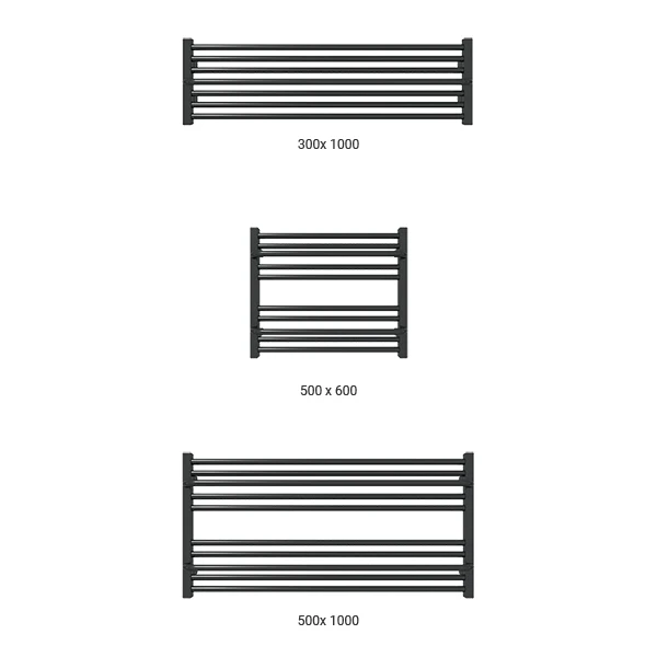 Sèche-serviette Horizontal Noir - Chauffage Central - Raccordement Aux Extrémités - Lima/SXN 4 Sèche-serviette Horizontal Noir - Chauffage Central - Raccordement Aux Extrémités - Lima/SXN – Image 2