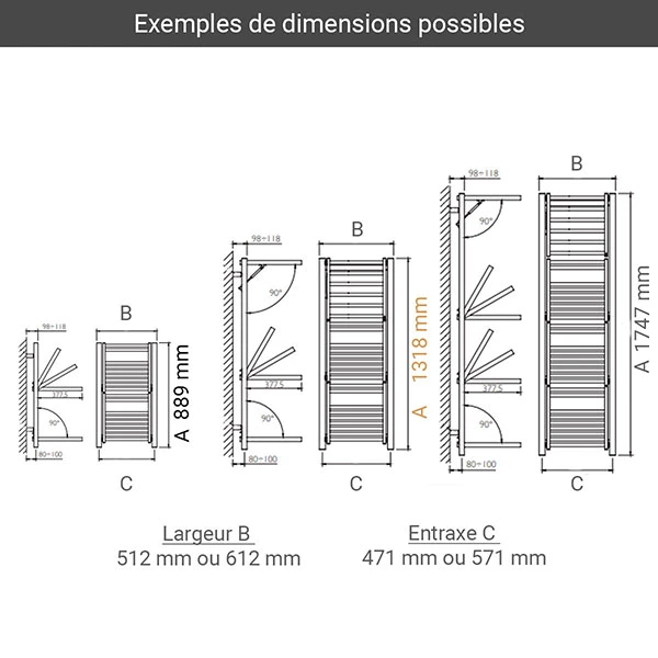Sèche-serviette Eau Chaude - Couleur Pastel - 2 à 4 Tablettes étendage - Stendy 4 Sèche-serviette Eau Chaude - Couleur Pastel - 2 à 4 Tablettes étendage - Stendy – Image 2