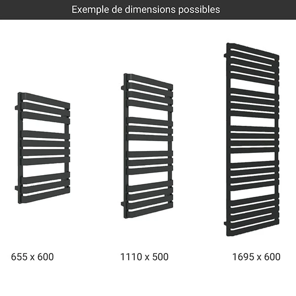 Sèche-serviette électrique Noir - Raccordement à Droite - Warp T/E8N 4 Sèche-serviette électrique Noir - Raccordement à Droite - Warp T/E8N – Image 2