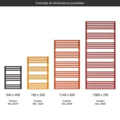 Sèche-serviette Chauffage Central - Couleur Au Choix - Raccordement Au Centre - Alex/ZX -Sèche-Serviettes gamme seche serviettes alex couleur 1