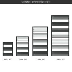Sèche-serviette Chauffage Central - Noir Mat - Raccordement Au Centre - Alex/ZXN -Sèche-Serviettes gamme seche serviettes alex noir 2