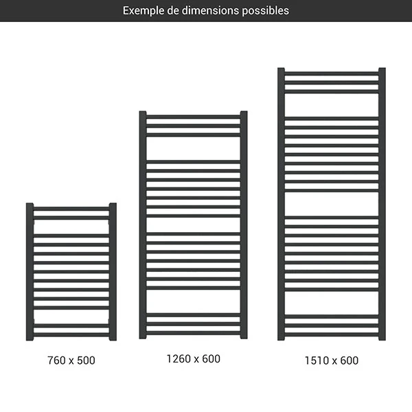 Sèche-serviette électrique Noir - Raccordement à Droite - Bone/E8N 4 Sèche-serviette électrique Noir - Raccordement à Droite - Bone/E8N – Image 2