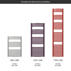 Sèche-serviette électrique - Couleur Au Choix - Raccordement à Droite - Dexter/E8 -Sèche-Serviettes gamme seche serviettes dexter couleur 1