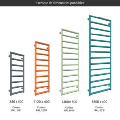 Sèche-serviette Chauffage Central - Couleur Au Choix - Raccordement Au Centre - Dia/ZX -Sèche-Serviettes gamme seche serviettes diamond couleur