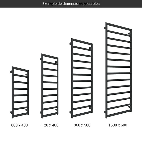 Sèche-serviette électrique Noir - Raccordement à Droite - Diamond/E8N 4 Sèche-serviette électrique Noir - Raccordement à Droite - Diamond/E8N – Image 2