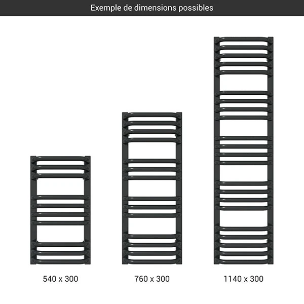 Sèche-serviette étroit - Chauffage Central - Noir - Raccordement Au Centre - Alex/ZX 4 Sèche-serviette étroit - Chauffage Central - Noir - Raccordement Au Centre - Alex/ZX – Image 2