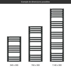 Sèche-serviette étroit - Électrique - Raccordement à Gauche - Alex/E1N -Sèche-Serviettes gamme seche serviettes etroit alex noir