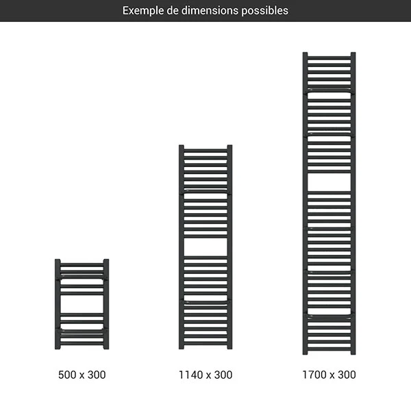 Sèche-serviette étroit - Electrique - Noir Mat - Raccordement à Gauche - Lima/E1 4 Sèche-serviette étroit - Electrique - Noir Mat - Raccordement à Gauche - Lima/E1 – Image 2