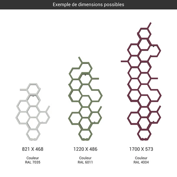 Sèche-serviette Design - Chauffage Central - Raccordement Au Centre - Couleur Au Choix - Hex/ZX 4 Sèche-serviette Design - Chauffage Central - Raccordement Au Centre - Couleur Au Choix - Hex/ZX – Image 2