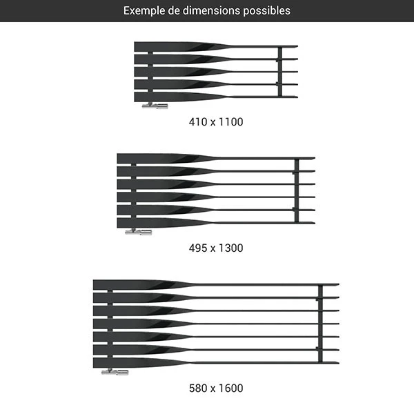 Sèche-serviette Horizontal - Chauffage Central - Noir - Raccordement à Droite - Cyklon/O8N 4 Sèche-serviette Horizontal - Chauffage Central - Noir - Raccordement à Droite - Cyklon/O8N – Image 2
