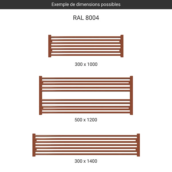 Sèche-serviette Horizontal - Marron - Raccordement Au Centre - Lima/ZX8004 4 Sèche-serviette Horizontal - Marron - Raccordement Au Centre - Lima/ZX8004 – Image 2