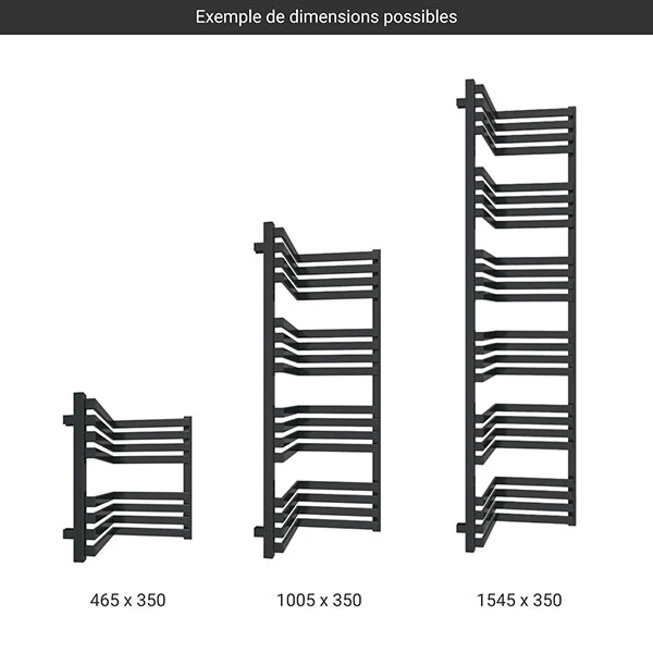 Sèche-serviette à Angle Entrant - Raccordement Aux Extrémités - Mixte - Noir - INC/V2N 4 Sèche-serviette à Angle Entrant - Raccordement Aux Extrémités - Mixte - Noir - INC/V2N – Image 2