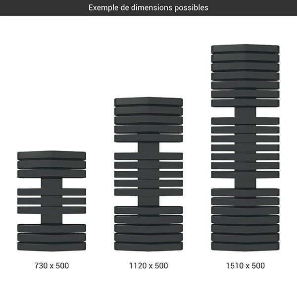 Sèche-serviette Chauffage Central - Noir Mat - Raccordement Au Centre - Irond/ZXN/500 4 Sèche-serviette Chauffage Central - Noir Mat - Raccordement Au Centre - Irond/ZXN/500 – Image 2