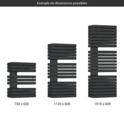 Sèche-serviette électrique Noir - Raccordement à Droite - Iron S/E8N/600 -Sèche-Serviettes gamme seche serviettes iron s 600 noir