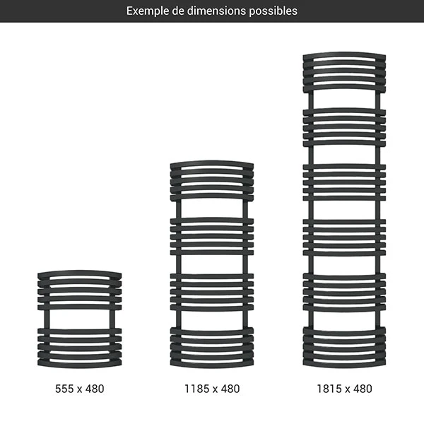 Sèche-serviette Chauffage Central - Noir Mat - Raccordement Aux Extrémités - Kioto/SXN 4 Sèche-serviette Chauffage Central - Noir Mat - Raccordement Aux Extrémités - Kioto/SXN – Image 2