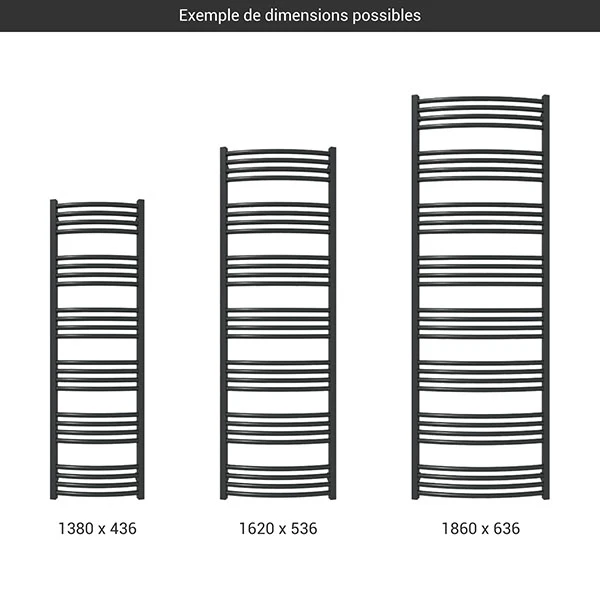 Sèche-serviette électrique Noir - Raccordement à Droite - Lena/G/E8N 4 Sèche-serviette électrique Noir - Raccordement à Droite - Lena/G/E8N – Image 2