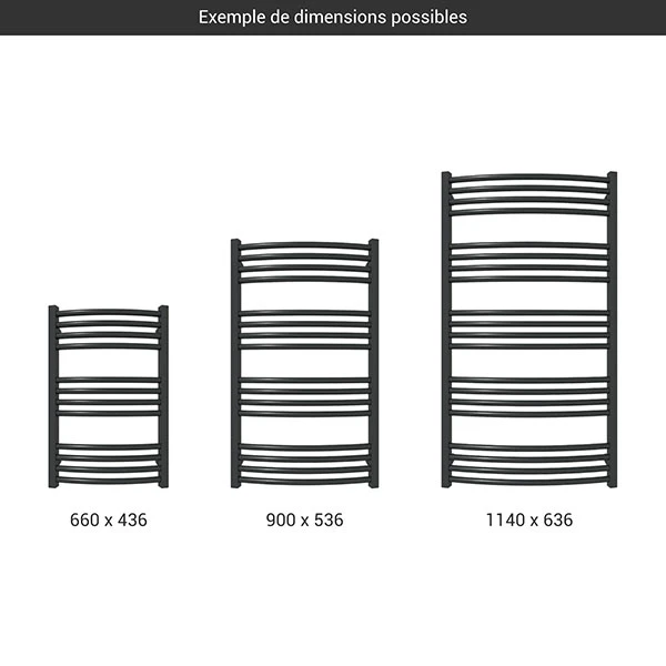 Sèche-serviette électrique Noir - Raccordement à Droite - Lena/P/E8N 4 Sèche-serviette électrique Noir - Raccordement à Droite - Lena/P/E8N – Image 2