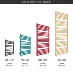 Sèche-serviette électrique - Couleur Au Choix - Raccordement à Droite - Marlin/E8 -Sèche-Serviettes gamme seche serviettes marlin couleur 2