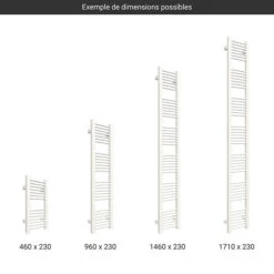Sèche-serviette Chauffage Central - Blanc - Raccordement Aux Extrémités - Largeur 230mm 6 Sèche-serviette Chauffage Central - Blanc - Raccordement Aux Extrémités - Largeur 230mm -Sèche-Serviettes gamme seche serviettes mike 230 blanc