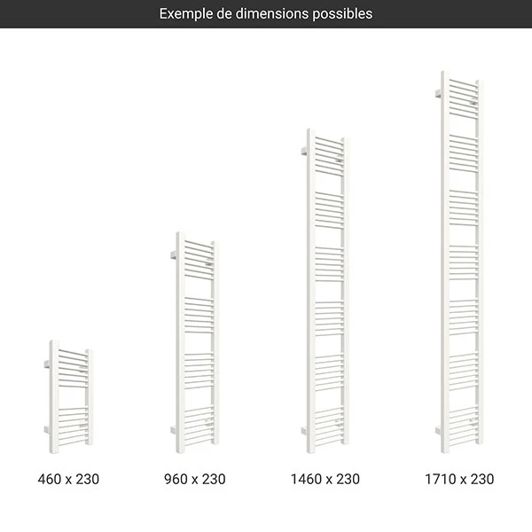 Sèche-serviette Chauffage Central - Blanc - Raccordement Aux Extrémités - Largeur 230mm 4 Sèche-serviette Chauffage Central - Blanc - Raccordement Aux Extrémités - Largeur 230mm – Image 2