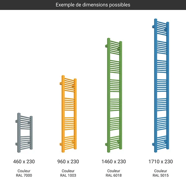 Sèche-serviette étroit - Mixte 230mm - Couleur Au Choix - Raccordement électrique à Droite Ou à Gauche - Mike/V2 4 Sèche-serviette étroit - Mixte 230mm - Couleur Au Choix - Raccordement électrique à Droite Ou à Gauche - Mike/V2 – Image 2