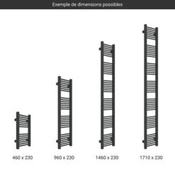 Sèche-serviette étroit - Electrique - Noir - Raccordement à Gauche - Mike/E1N -Sèche-Serviettes gamme seche serviettes mike 230 noir 4