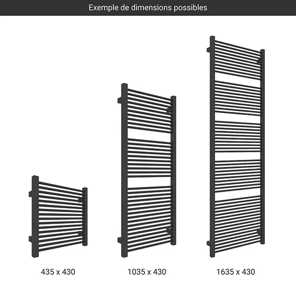 Sèche-serviette Chauffage Central - Noir Mat - Raccordement Aux Extrémités - Mike/SXN - Largeur 430mm 4 Sèche-serviette Chauffage Central - Noir Mat - Raccordement Aux Extrémités - Mike/SXN - Largeur 430mm – Image 2