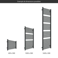 Sèche-serviette Chauffage Central - Noir Mat - Raccordement Aux Extrémités - Mike/SXN - Largeur 530mm -Sèche-Serviettes gamme seche serviettes mike 530 noir 1