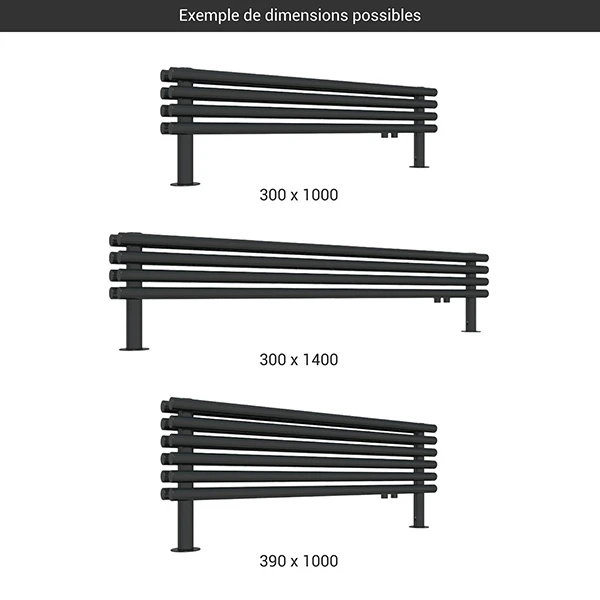 Sèche-serviette Horizontal - Chauffage Central - Noir Mat - Raccordement à Gauche - Tune HSD/YLN 4 Sèche-serviette Horizontal - Chauffage Central - Noir Mat - Raccordement à Gauche - Tune HSD/YLN – Image 2