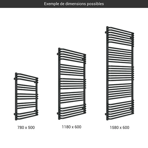 Sèche-serviette Chauffage Central - Noir Mat - Raccordement Au Centre - Pola/ZXN 4 Sèche-serviette Chauffage Central - Noir Mat - Raccordement Au Centre - Pola/ZXN – Image 2