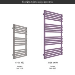 Sèche-serviette Chauffage Central - Couleur Au Choix - Raccordement Au Centre - Quads/ZX -Sèche-Serviettes gamme seche serviettes quad slim couleur 1