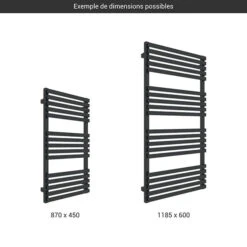 Sèche-serviette électrique Noir - Raccordement à Droite - Quads/E8N -Sèche-Serviettes gamme seche serviettes quad slim noir 1