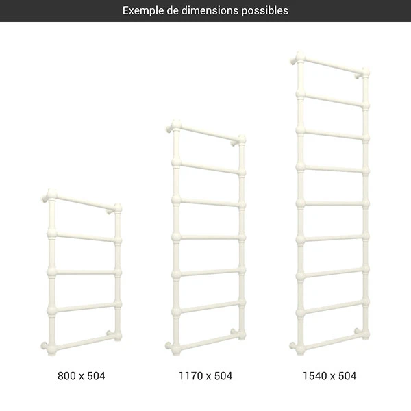 Sèche-serviette Chauffage Central - Raccordement Aux Extrémités - Blanc - Rétro 4 Sèche-serviette Chauffage Central - Raccordement Aux Extrémités - Blanc - Rétro – Image 2