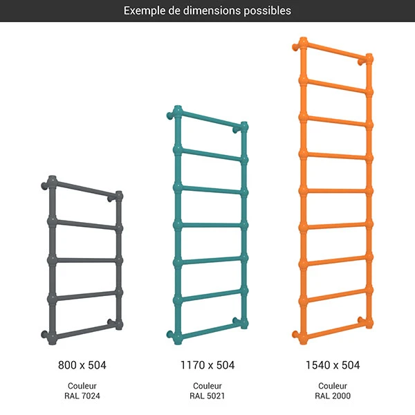 Sèche-serviette Mixte Couleur Au Choix - Raccordement Aux Extrémités - Rétro/V2 4 Sèche-serviette Mixte Couleur Au Choix - Raccordement Aux Extrémités - Rétro/V2 – Image 2