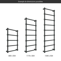 Sèche-serviette électrique - Noir Mat - Raccordement à Droite - Rétro/E8N -Sèche-Serviettes gamme seche serviettes retro noir