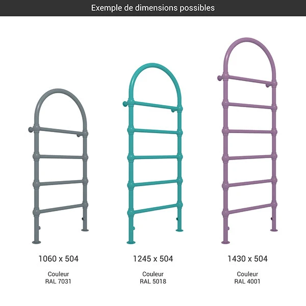 Sèche-serviette Chauffage Central - Raccordement Aux Extrémités - Couleur Au Choix - Rétro S 4 Sèche-serviette Chauffage Central - Raccordement Aux Extrémités - Couleur Au Choix - Rétro S – Image 2