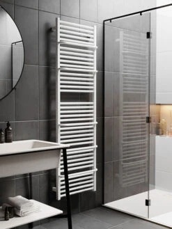 Sèche-serviette Mixte Blanc - Raccordement Au Centre Et à Droite - Lima/Z8B -Sèche-Serviettes grand seche serviette design blanc lima 1