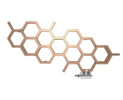 Sèche-serviette Design - Chauffage Central - Bright Copper - Raccordement à Gauche - HEX/YLBCO -Sèche-Serviettes hex seche serviette cuivre yp 502 1126