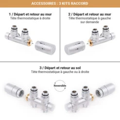 Petit Sèche-serviette Mixte - Couleur Au Choix - Raccordement Aux Extrémités - Simple/V2 -Sèche-Serviettes kits raccords zx satin