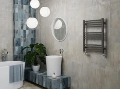 Sèche-serviette électrique - Gris Pétillant - Raccordement à Droite - Fiona/E8 -Sèche-Serviettes petit seche serviette gris fiona sdb moderne 2