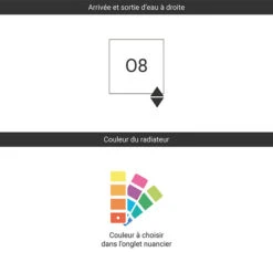 Sèche-serviette Horizontal - Chauffage Central - Couleur Au Choix - Raccordement à Droite - Cyklon/O8 8 Sèche-serviette Horizontal - Chauffage Central - Couleur Au Choix - Raccordement à Droite - Cyklon/O8 -Sèche-Serviettes raccordement O8 couleur