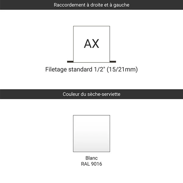 Sèche-serviette Chauffage Central - Raccordement Aux Extrémités - Blanc - Rétro S 5 Sèche-serviette Chauffage Central - Raccordement Aux Extrémités - Blanc - Rétro S – Image 3